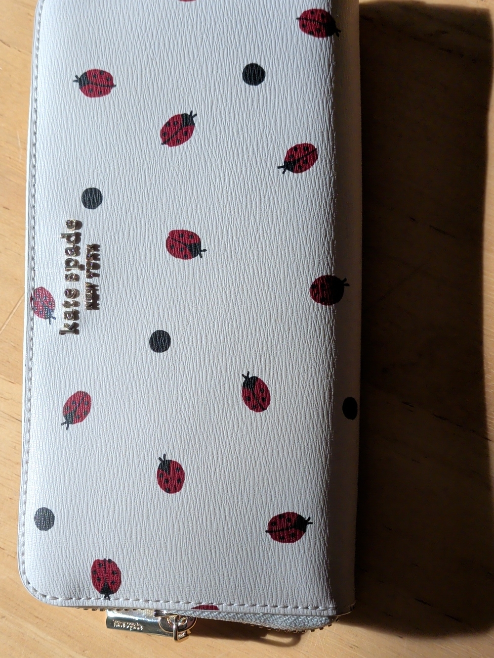 Kate Spade Polka Dot Zip Wallet in White & Red